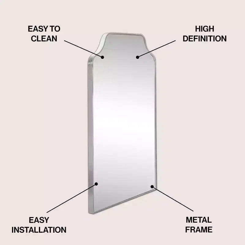 JONATHAN Y Lindie Scalloped-Top Metal Framed Wall Mounted Mirror