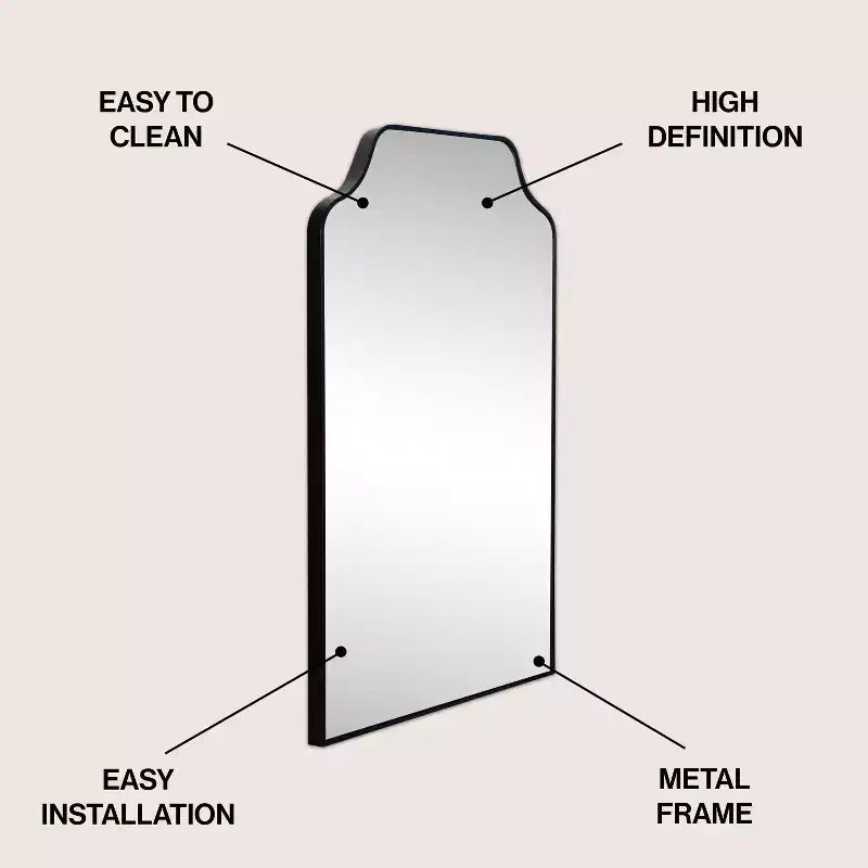 JONATHAN Y Lindie Scalloped-Top Metal Framed Wall Mounted Mirror