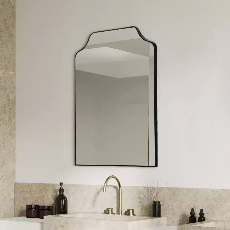 JONATHAN Y Lindie Scalloped-Top Metal Framed Wall Mounted Mirror