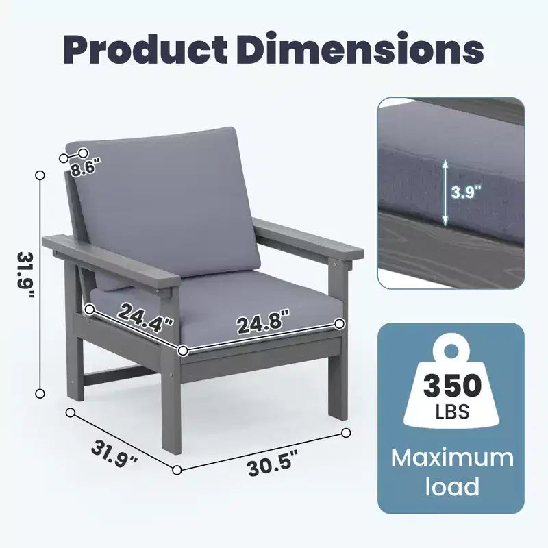 Hyleory Luxurious Outdoor Patio Seating Set with Cushions - Durable HDPE Design for Ultimate Comfort