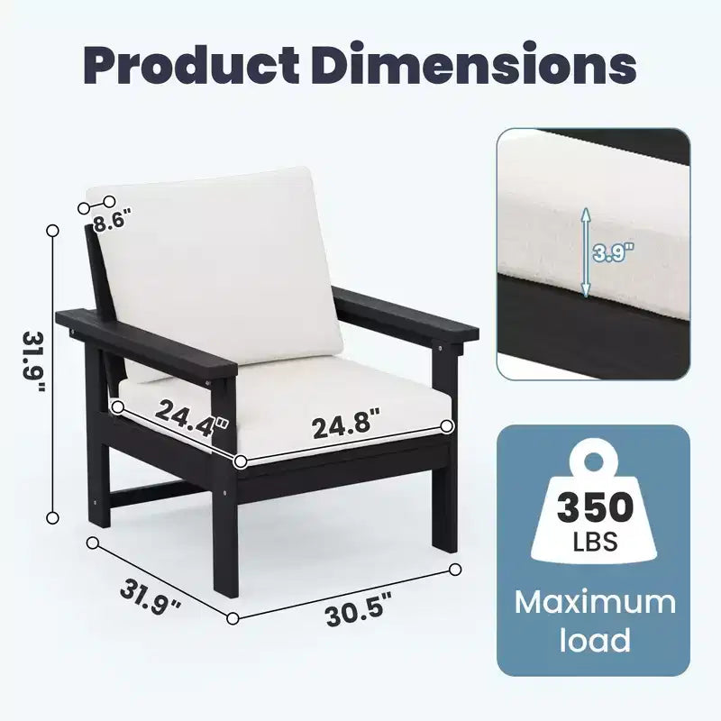 Hyleory Luxurious Outdoor Patio Seating Set with Cushions - Durable HDPE Design for Ultimate Comfort