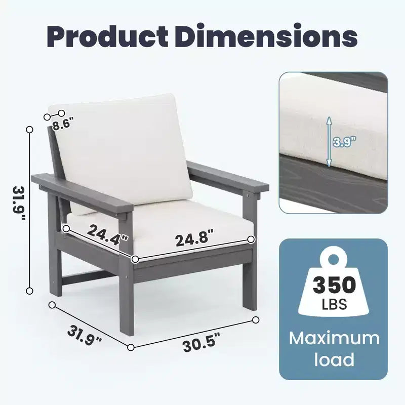 Hyleory Luxurious Outdoor Patio Seating Set with Cushions - Durable HDPE Design for Ultimate Comfort