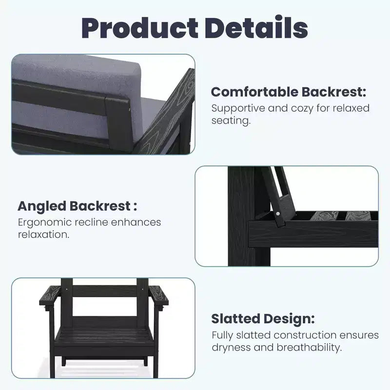 Hyleory Luxurious Outdoor Patio Seating Set with Cushions - Durable HDPE Design for Ultimate Comfort