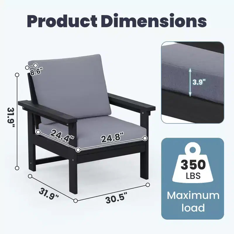 Hyleory Luxurious Outdoor Patio Seating Set with Cushions - Durable HDPE Design for Ultimate Comfort