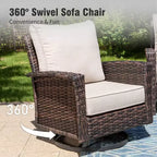 Captiva Designs 4pc Oversized Patio Outdoor Wicker Furniture Conversation Sofa Set with Coffee Table for Garden Yard Porch