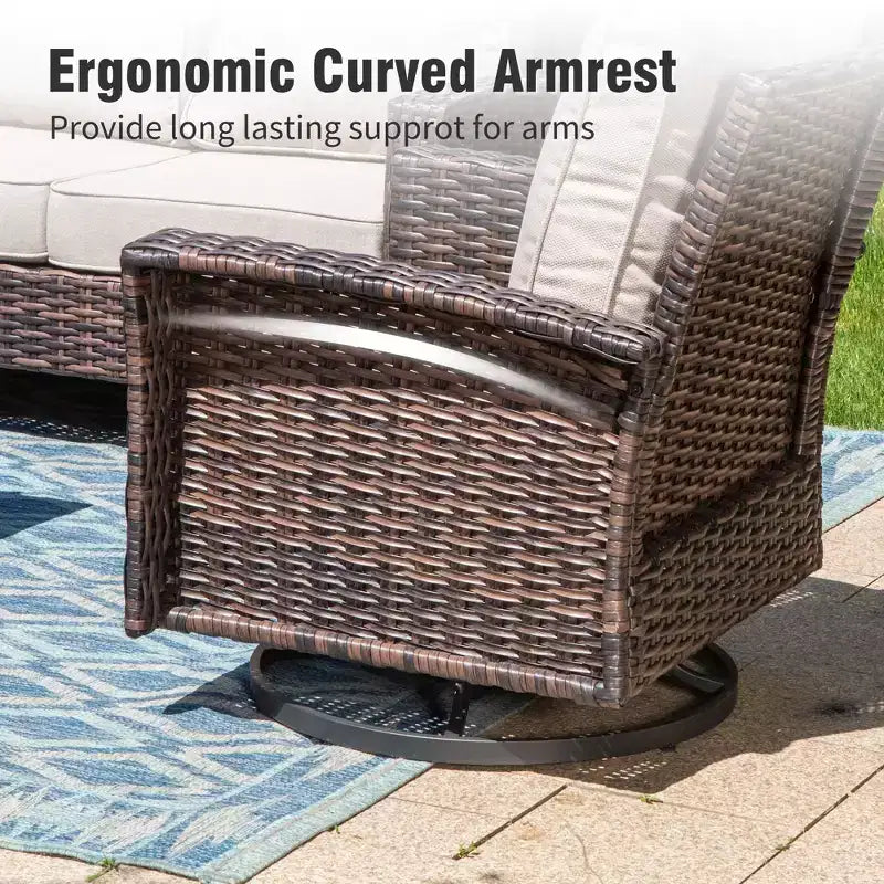 Captiva Designs 4pc Oversized Patio Outdoor Wicker Furniture Conversation Sofa Set with Coffee Table for Garden Yard Porch