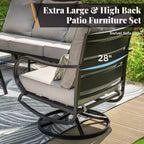 Captiva Designs - Salon de jardin 5 pièces en métal avec fauteuils pivotants et poufs pour jardin, porche et terrasse.