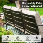 Captiva Designs - Salon de jardin 5 pièces en métal avec fauteuils pivotants et poufs pour jardin, porche et terrasse.