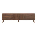 Meuble TV Mid-Century avec 2 tiroirs, console média pour TV jusqu'à 80'', centre de divertissement avec rangement, noyer - ModernLuxe