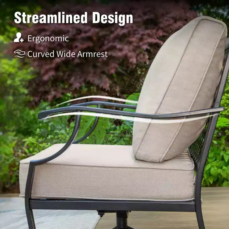 Captiva Designs 4pc Extra Large Metal Patio Outdoor Conversation Set with Armchairs for Garden, Poolside, Backyard