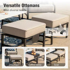 Captiva Designs Ensemble de conversation d'extérieur 6 pièces en métal avec fauteuils pivotants à dossier en grille, poufs et table basse