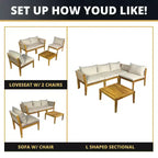 Kinger Home Trena 4-Piece Acacia Wood Patio Furniture Set with Cushions Elegant Outdoor Patio Furniture