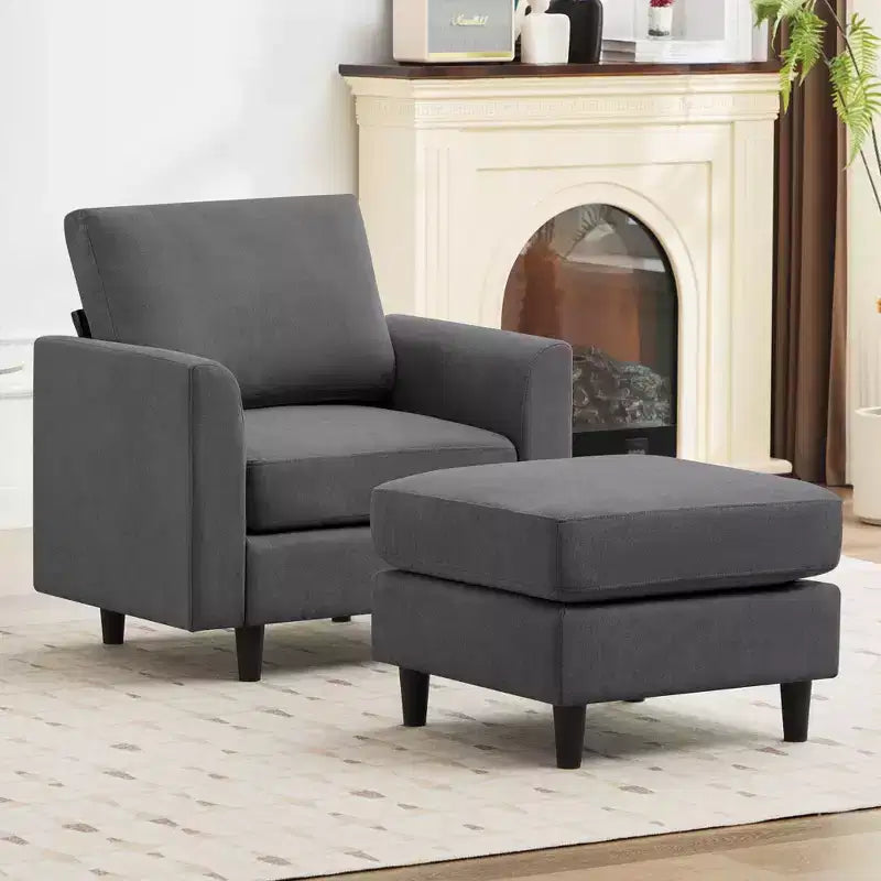 Fauteuil d'appoint Hyleory Modern Comfort avec Ottomane - Idéal Salon Chambre à Coucher, Essentiel pour Coin Lecture Moderne et Simple