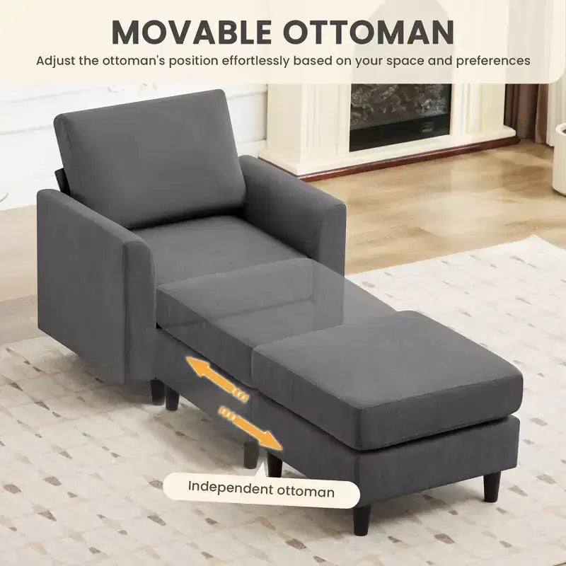 Fauteuil d'appoint Hyleory Modern Comfort avec Ottomane - Idéal Salon Chambre à Coucher, Essentiel pour Coin Lecture Moderne et Simple