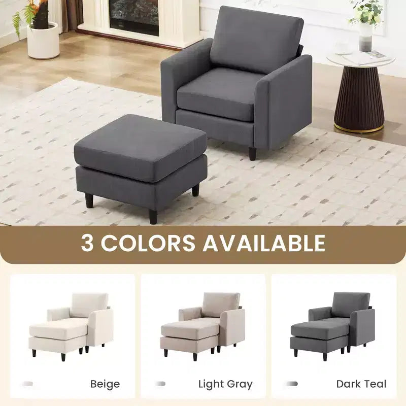 Fauteuil d'appoint Hyleory Modern Comfort avec Ottomane - Idéal Salon Chambre à Coucher, Essentiel pour Coin Lecture Moderne et Simple