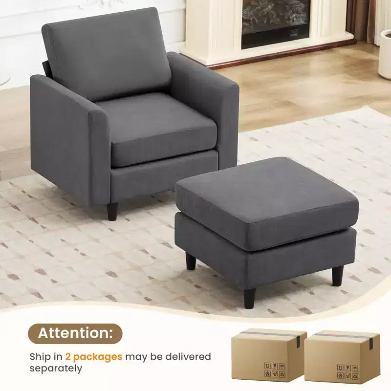 Fauteuil d'appoint Hyleory Modern Comfort avec Ottomane - Idéal Salon Chambre à Coucher, Essentiel pour Coin Lecture Moderne et Simple