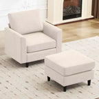 Fauteuil d'appoint Hyleory Modern Comfort avec Ottomane - Idéal Salon Chambre à Coucher, Essentiel pour Coin Lecture Moderne et Simple