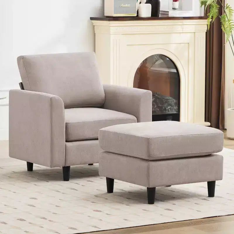 Fauteuil d'appoint Hyleory Modern Comfort avec Ottomane - Idéal Salon Chambre à Coucher, Essentiel pour Coin Lecture Moderne et Simple