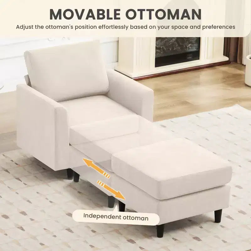 Fauteuil d'appoint Hyleory Modern Comfort avec Ottomane - Idéal Salon Chambre à Coucher, Essentiel pour Coin Lecture Moderne et Simple