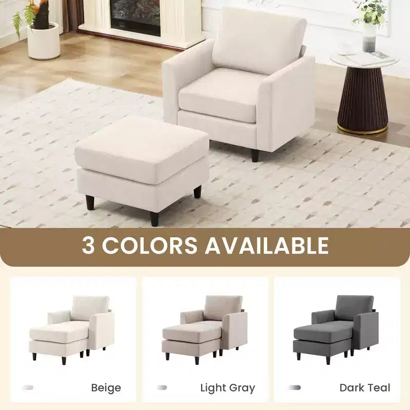 Fauteuil d'appoint Hyleory Modern Comfort avec Ottomane - Idéal Salon Chambre à Coucher, Essentiel pour Coin Lecture Moderne et Simple