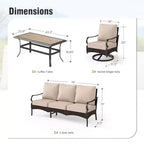 Ensemble de conversation d'extérieur 4 pièces extra large en métal et rotin Captiva Designs avec fauteuils pivotants