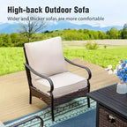 Captiva Designs 5pc Extra Large Metal and Rattan Outdoor Patio Conversation Set with Coffee Table and Loveseat