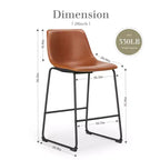 Space-Saving Industrial Dining Chairs: Low-Profile Metal Base + Contoured Faux Leather Seat, Ideal for Kitchen Islands