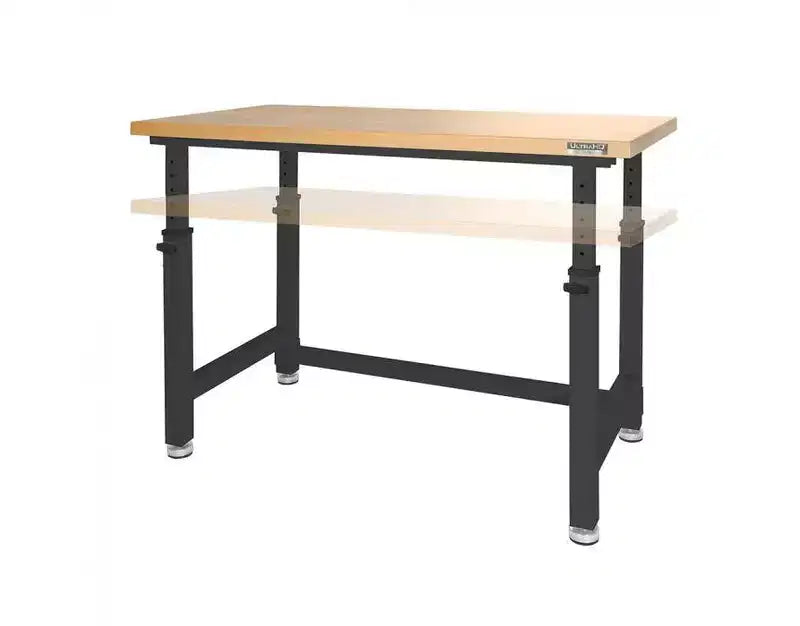 Seville Classics UltraHD Heavy Duty Workbench Table Wood Top, 48 W x 24 D x 28 to 42 H