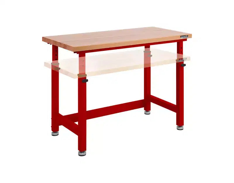 Seville Classics UltraHD Heavy Duty Workbench Table Wood Top, 48 W x 24 D x 28 to 42 H