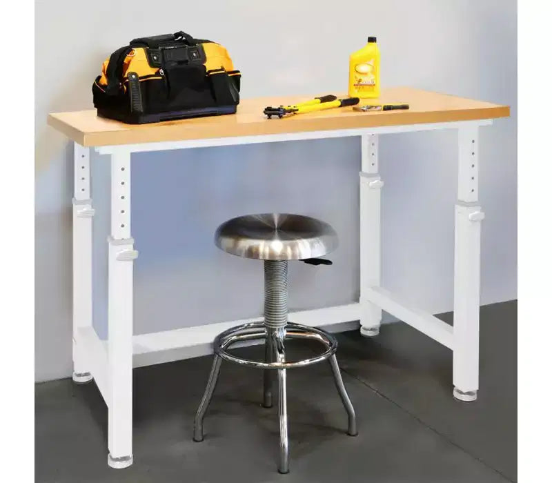 Seville Classics UltraHD Heavy Duty Workbench Table Wood Top, 48 W x 24 D x 28 to 42 H