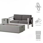 GDFStudio Crested Bay Outdoor Aluminum Loveseat and Fire Pit Set