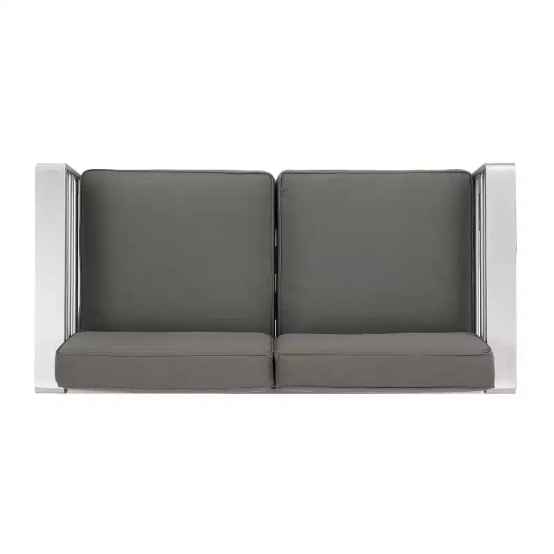 GDFStudio Crested Bay Outdoor Aluminum Loveseat and Fire Pit Set