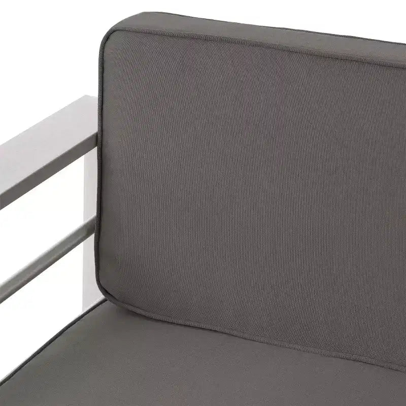 GDFStudio Crested Bay Outdoor Aluminum Loveseat and Fire Pit Set