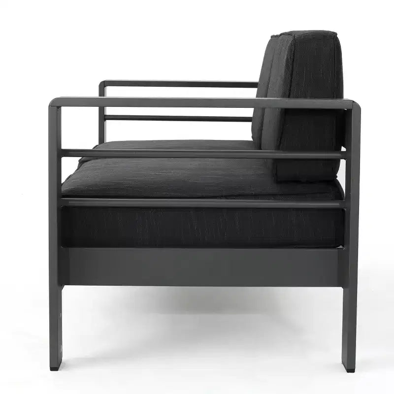 GDFStudio Crested Bay Outdoor Aluminum Loveseat and Fire Pit Set
