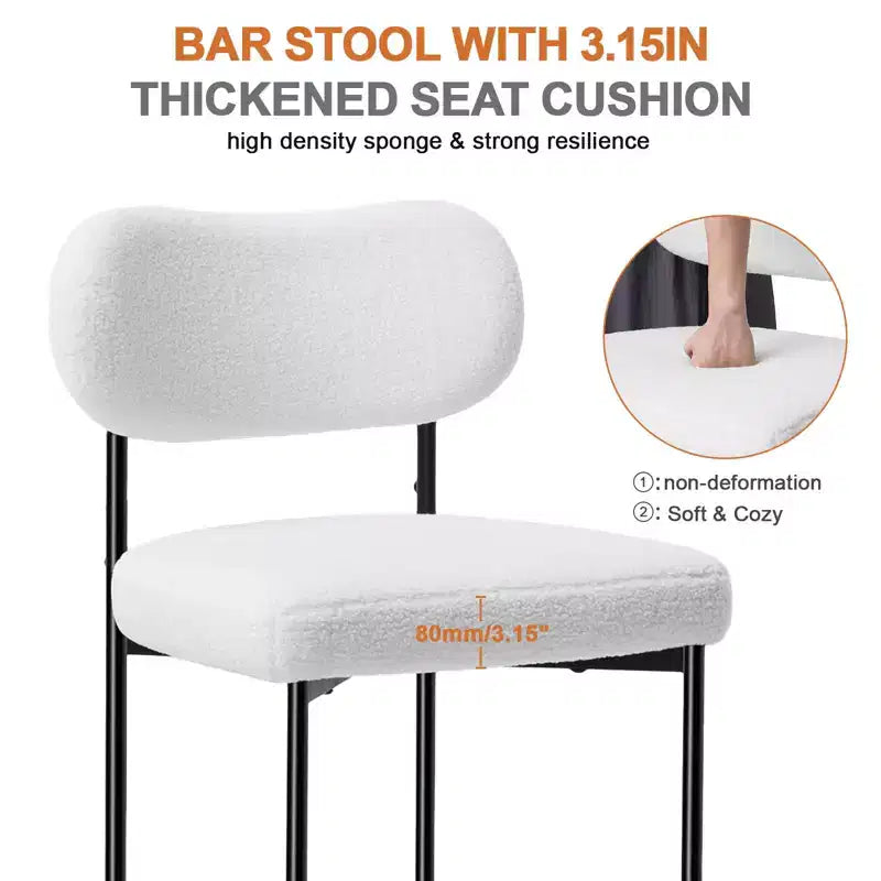WARMOUNTS Set of 3 Upholstered Modern Counter Height Barstool