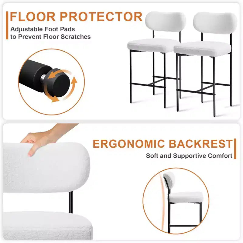 WARMOUNTS Set of 3 Upholstered Modern Counter Height Barstool