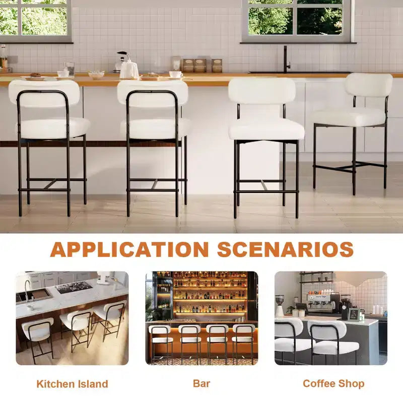 WARMOUNTS Set of 3 Upholstered Modern Counter Height Barstool