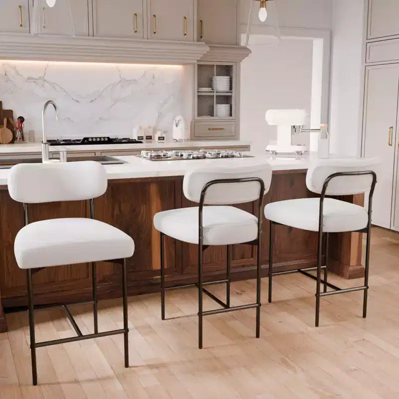 WARMOUNTS Set of 3 Upholstered Modern Counter Height Barstool