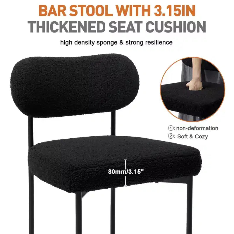 WARMOUNTS Set of 3 Upholstered Modern Counter Height Barstool