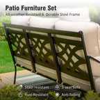 Captiva Designs 4pc Extra Large Metal Outdoor Patio Fire Pit Set with Rocking Pattern-back Chairs