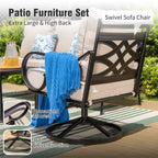 Captiva Designs 6pc Extra Large Metal Outdoor Patio Fire Pit Set with Swivel Pattern-back Chairs