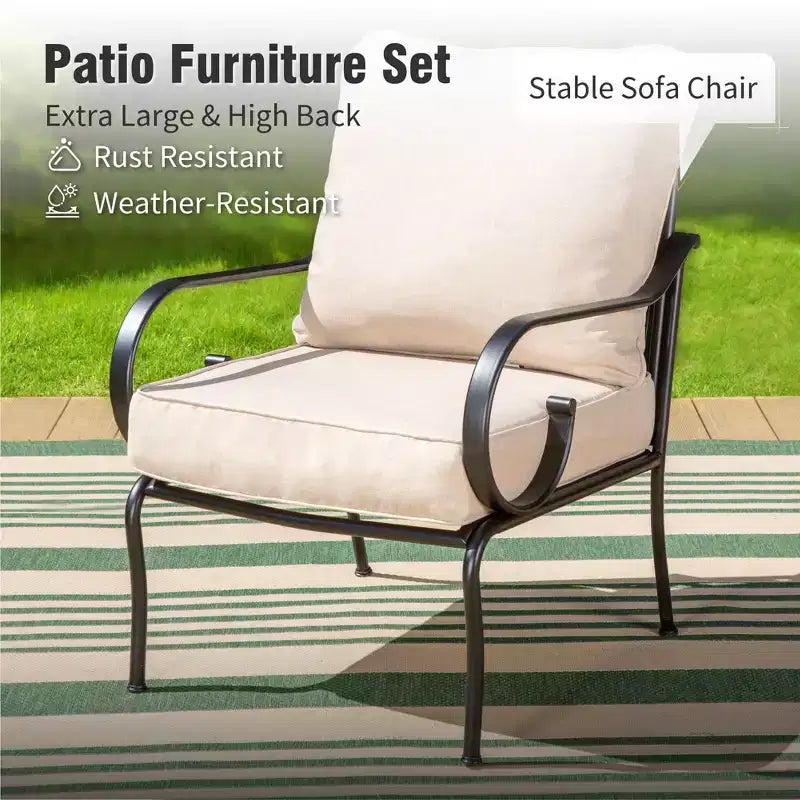 Captiva Designs 6pc Extra Large Metal Outdoor Patio Fire Pit Set with Swivel Pattern-back Chairs