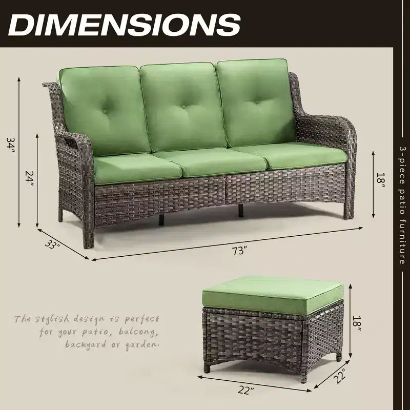 UPTIOT Canapé d'angle d'extérieur en rotin de polyéthylène (PE) 73"
