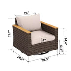 Captiva Designs 8pc Wicker Outdoor Patio Rattan Sectional Conversation Set with Fire Pit Table and Cushioned Ottoman