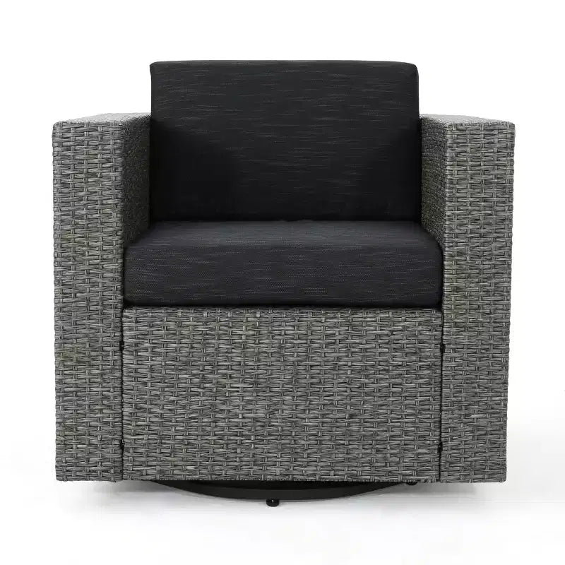 Christopher Knight Home Achton Ensemble de 5 fauteuils de club pivotants d'extérieur en osier et brasero avec coussins