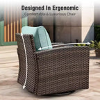 Captiva Designs 8pc Outdoor Patio Wicker Rattan Cushioned Sofa Fire Pit Set with Ottomans and Single Sofas