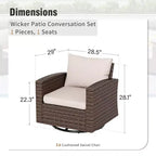 Captiva Designs 8pc Outdoor Patio Wicker Rattan Cushioned Sofa Fire Pit Set with Ottomans and Single Sofas