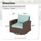 Captiva Designs 8pc Outdoor Patio Wicker Rattan Cushioned Sofa Fire Pit Set with Ottomans and Single Sofas
