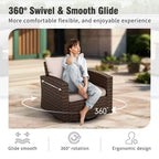 Captiva Designs 8pc Outdoor Patio Wicker Rattan Cushioned Sofa Fire Pit Set with Ottomans and Single Sofas