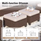 Captiva Designs Ensemble de salon de jardin 7 pièces en rotin tressé avec coussins, brasero, ottomans et causeuse